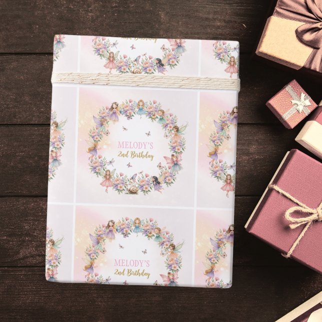 Whimsical blomsterfée trädgård 2-årsdag  presentpapper (Skapare uppladdad)