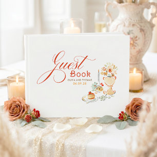 Whimsical blomstergestaltning sällsam handritad hö gästböcker