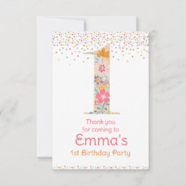 Whimsical blomsterkort för tack efter första födel kort