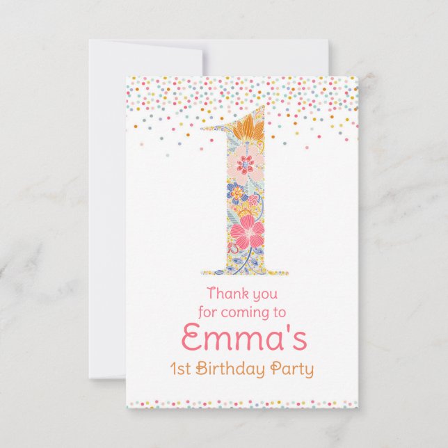 Whimsical blomsterkort för tack efter första födel kort (Framsida)