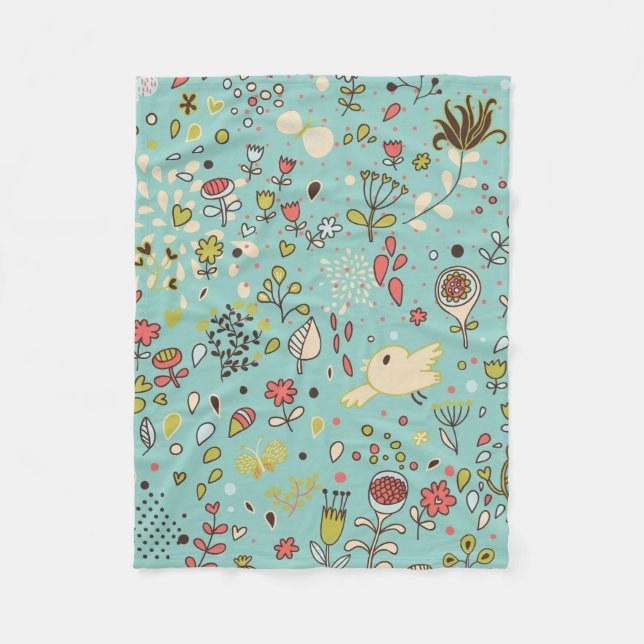 Whimsical Blomsterträdgård Fleece Blanket (Framsidan)