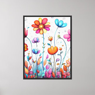Whimsical Bloom Garden – Färgglad blomsterkonst me Canvastryck