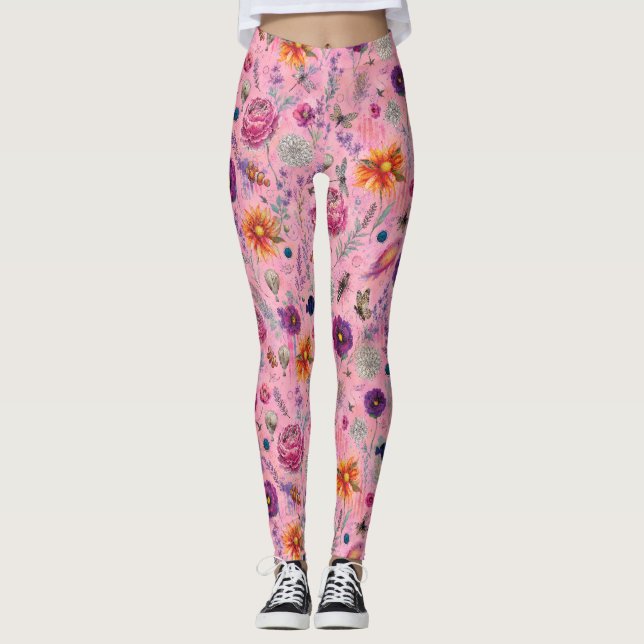 Whimsical Bloom Trädgård Leggings (Framsida)