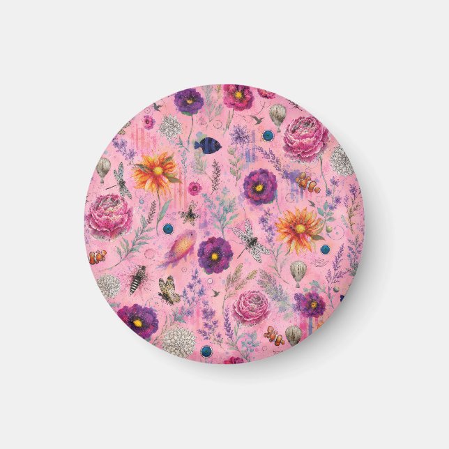 Whimsical Bloom Trädgård Magnet (Framsidan)