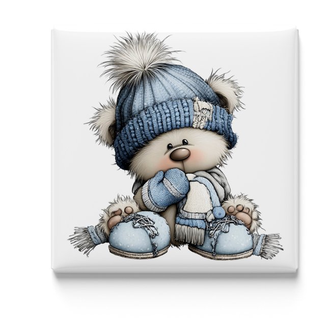 Whimsical Blue Bear julmagnet Magnet (Whimsical Blue Bear Christmas Magnet by PiggyPrint Stickers.)