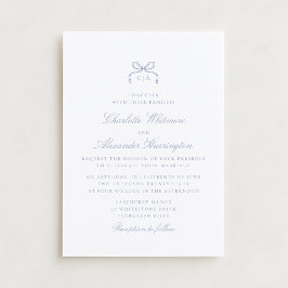 Whimsical Blue Bow Wedding Invitation Inbjudningar