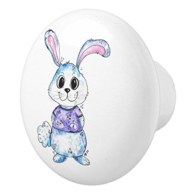 Whimsical Blue Bunny Knopp (Höger)