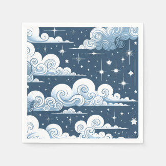 Whimsical Blue Celestial Pappersservett