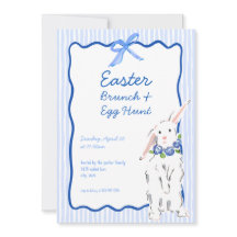 Whimsical Blue Påsk Brunch Egg Hunt-inbjudan