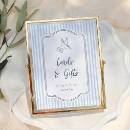Whimsical Blue Stripes Cards & Gifts Wedding Sign Poster