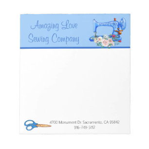 Whimsical Blue Symaskin Notisblock Anteckningsblock