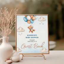 Whimsical Blue Teddy Guest Bok Sign