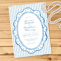 Whimsical Blue White Watercolor Stripe Wedding