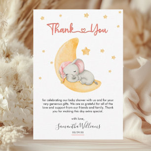 Whimsical Blush Elefant Bebis Shower Tack Kort