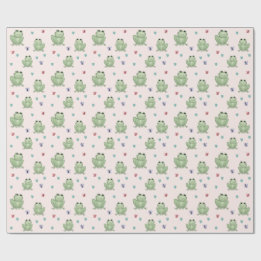 Whimsical Blush Vattenfärg Groda Bebis Shower Presentpapper