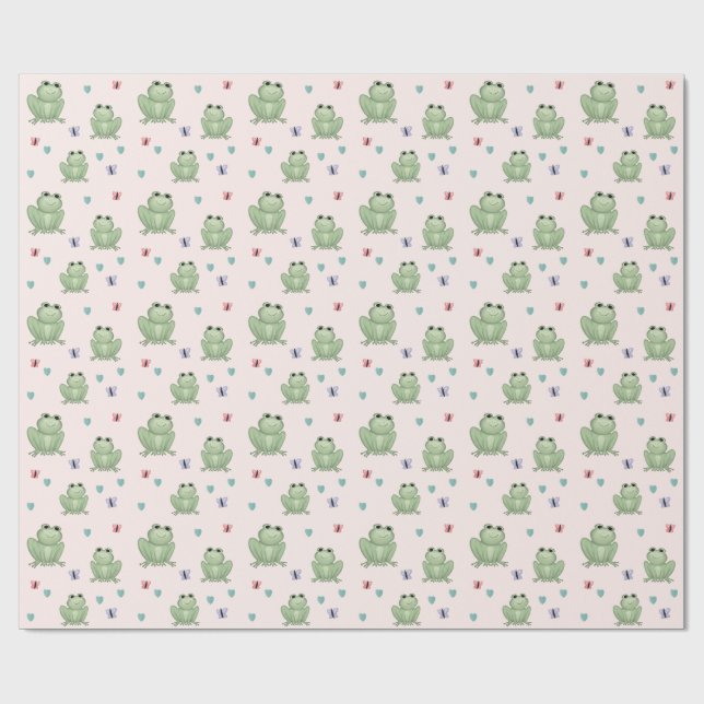 Whimsical Blush Vattenfärg Groda Bebis Shower Presentpapper (Platt)