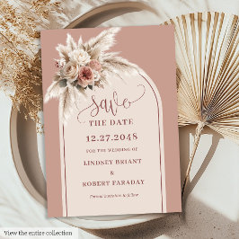 Whimsical Boho Arch Dusty Pink Floral Save Date Inbjudningar