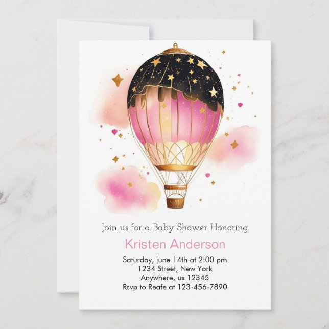 Whimsical Boho Balloon Bliss Girl Baby Shower Inbjudningar (Framsida)