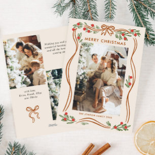 Whimsical Boho Beige julband 3 Foto Julkort