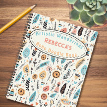 Whimsical Boho Blommigt Kid Namn Sketch