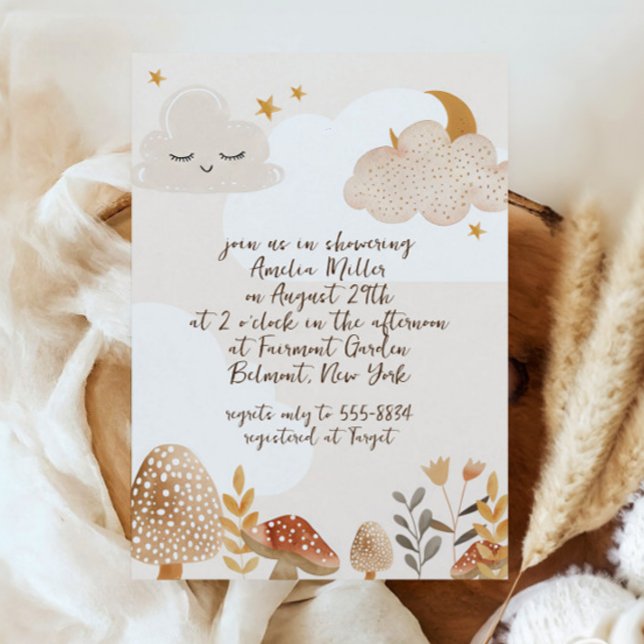 Whimsical Boho Celestial Woodland Baby Shower Inbjudningar (Skapare uppladdad)