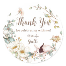 Whimsical Boho Chic Bunny Rabbit Botanical Blommig