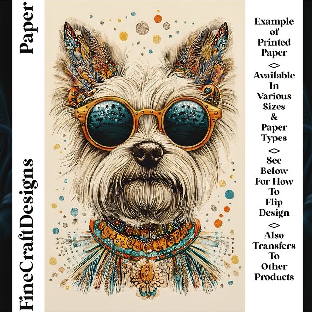 Whimsical Boho Chic Westie Hund CK7 Scrapbookpappe (Skapare uppladdad)