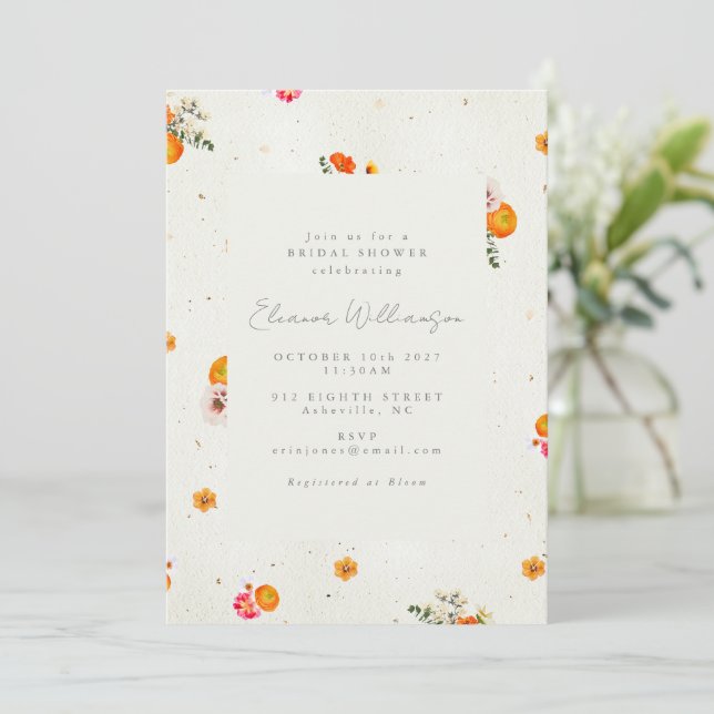 Whimsical Boho Cottagecore Blommigt Möhippa Inbjudningar (Stående Fram)