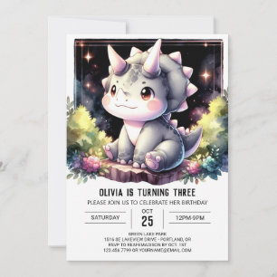 Whimsical Boho Dino Bash Birthday Inbjudningar