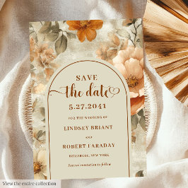 Whimsical Boho Earthy Ivory Olive Save The Date Inbjudningar