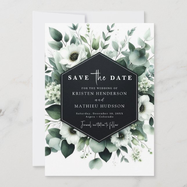Whimsical Boho Eucalyptus Digital Bröllop Spara Datumet (Framsida)