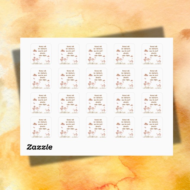 Whimsical Boho Flamingo Monogrammed | Fyrkantigt Klistermärke (Skapare uppladdad)