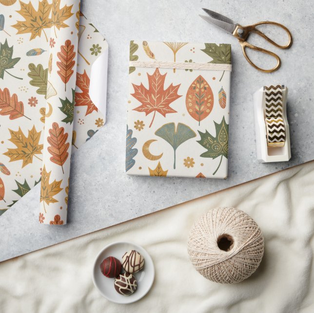 Whimsical Boho Höstlöv Akvarell Presentpapper (Hantverk)