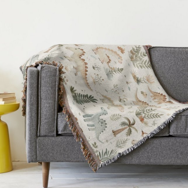 Whimsical Boho Jungle Dinosaur Mönster Filt (Skapare uppladdad)