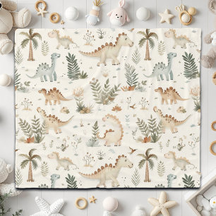 Whimsical Boho Jungle Dinosaur Mönster Fleecefilt