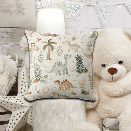 Whimsical Boho Jungle Dinosaur Mönster Kudde