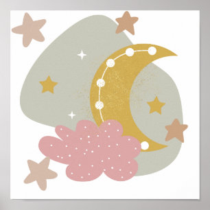 Whimsical boho måne scen poster