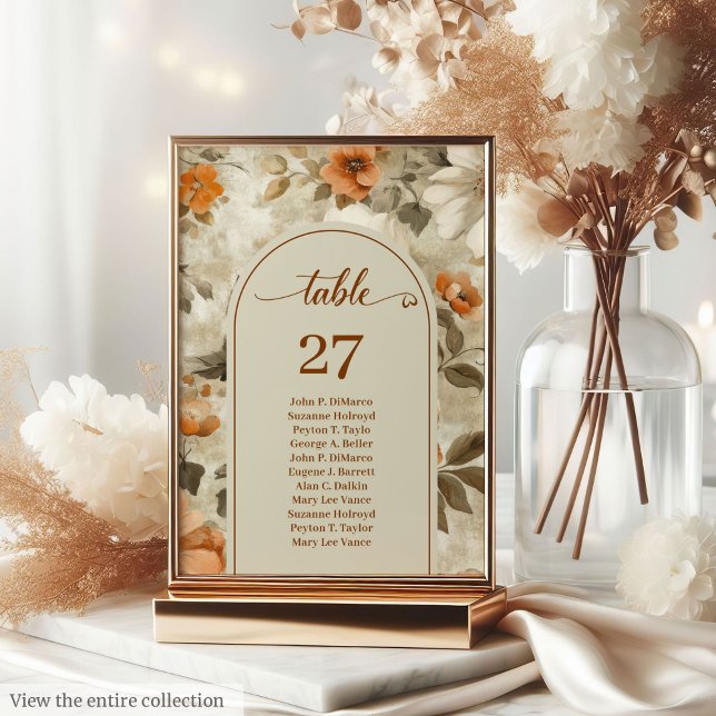 Whimsical Boho Neutral Elfenbensvitt Salvia Blommi Bordsnummer (Whimsical Boho Neutral Ivory Sage Floral Wedding Table Number

)