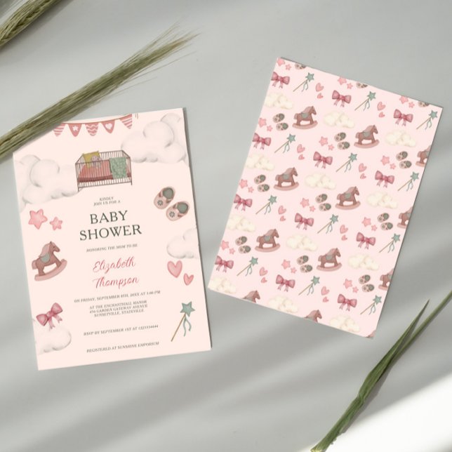 Whimsical Boho Nursery Bassinet Dreams Horse Inbjudningar (Skapare uppladdad)