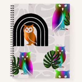 Whimsical Boho Owl & Tropical Monstera Leaf