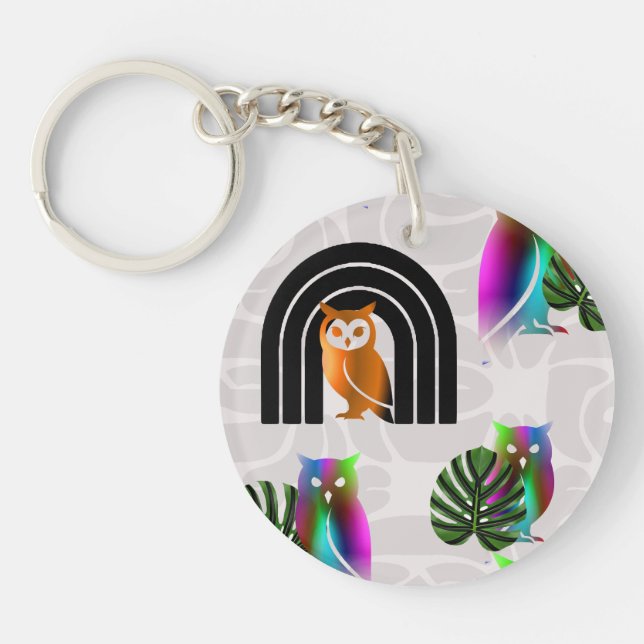 Whimsical Boho Owl & Tropical Monstera Leaf (Framsidan)