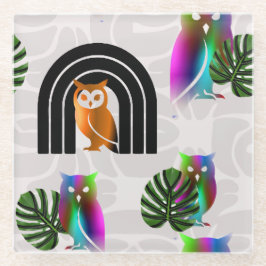 Whimsical Boho Owl & Tropical Monstera Leaf