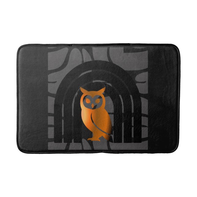 Whimsical Boho Owl & Tropical Monstera Leaf Badrumsmatta (Framsidan)