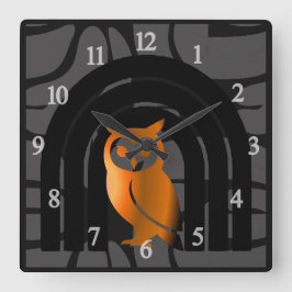 Whimsical Boho Owl & Tropical Monstera Leaf Fyrkantig Klocka