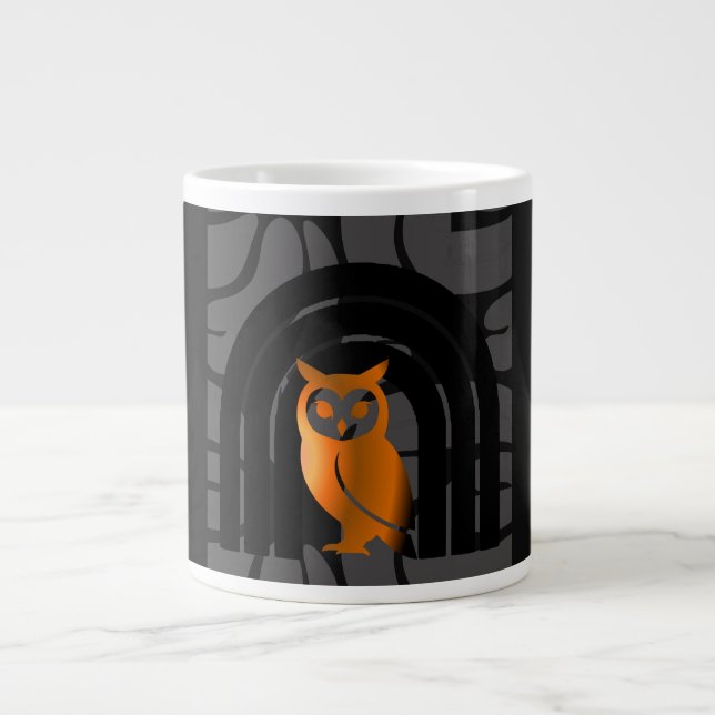 Whimsical Boho Owl & Tropical Monstera Leaf Jumbo Mugg (Framsidan)