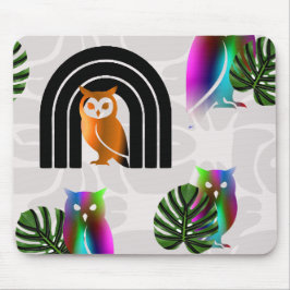 Whimsical Boho Owl & Tropical Monstera Leaf Musmatta