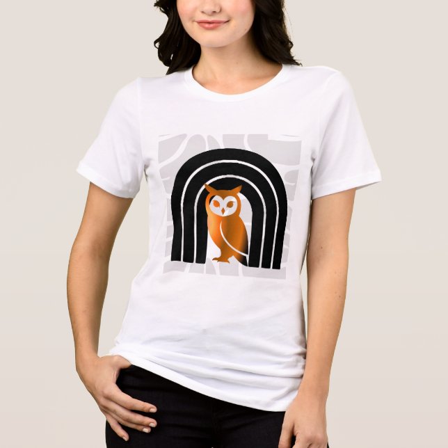 Whimsical Boho Owl & Tropical Monstera Leaf T Shirt (Framsida)
