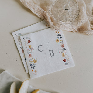Whimsical Boho Vildblomma Monogrammerade Servetter