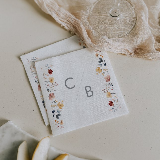 Whimsical Boho Vildblomma Monogrammerade Servetter (Skapare uppladdad)