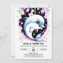 Whimsical Boho Watercolor Dolphin Birthday